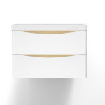 Acezanble - 800(l)x395(w)x540(h)mm meuble naturel et blanc, meuble de salle de bain avec vasque, 2 tiroirs ...