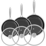 Acier inoxydable set de po�les � frire avec couvercles induction antiadh�sive batterie de cuisine 20cm ...