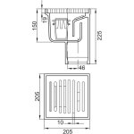 Aco siphon de sol fonte dn100 / 90 degr�s / 2, 0l / s / l15 avec grille + es / peinture, 5009. 40. 00 ...