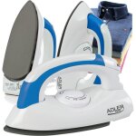 Ad5015 fer � vapeur de voyage, semelle anti - adh�sive, poign�e pliable 700w blanc / bleu - adler