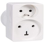 Adaptateur pour branchement de 1 fiche 2p + t 16a + 1 fiche 2p + t 20a sur une prise 32a (090035)