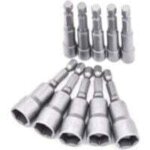 Adaptateur douille visseuse 10 pi�ces 6 19mm hexagonal acier au chrome vanadium pour tournevis � �crou, ...