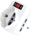 Adaptateur multiprise schuko v - tac 2p + t 10 / 16a avec fiche rotative 1500w