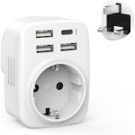 Adaptateur prise anglaise, 5 en 1 adaptateur prise uk avec 3 usb a et 1 usb c, adaptateur uk, prise anglaise ...