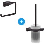 Addstoris set de porte - papier wc mural + porte brosse wc mural en verre mat, noir mat (41771670 - addstoris) ...