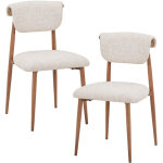 Adria - lot de 2 chaises en tissu beige pieds couleur bois