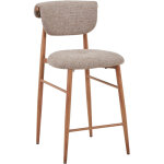 Adria - tabouret en tissu taupe pieds couleur bois
