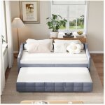 Adwolt canap� - lit convertible 2 places 90 / 180x200 cm velours gris ? matelas non inclus
