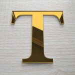 Lettre miroir or d�corative plexiglass. - t - 10 cm