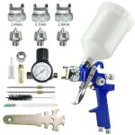 A�rographe hvlp, pistolet � air comprim� � alimentation par gravit� avec buse de 1, 4 / 1, 7 / 2 mm et ...