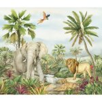 Ag art - rideaux les animaux de la jungle en couleurs - 2 pices - l180 cm x h 160cm