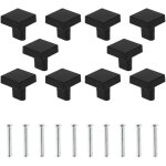 Ahlsen 10 boutons de porte noir boutons d'armoire carre en laiton massif poignes de meuble cuisine ...