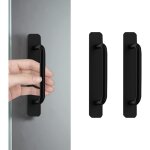 Lot de 2 poignes de porte autocollantes en aluminium noir - pour cuisine, chambre  coucher, armoire, ...