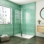 Aica sanitaire - aica paroi de douche 60x200cm avec un retour pivotant 50cm livr avec une barre de stabilisat ...