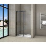 Aica porte de douche coulissante 100x200cm porte de douche coulissante noir en 8mm verre anticalcaire ... Aica porte de douche coulissante 100x200cm porte de douche coulissante noir en 8mm verre anticalcaire ...