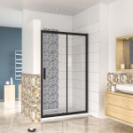 Aica porte de douche noir mat 110x195cm porte de douche avec l'amortisseur porte coulissante en 8mm verre ... Aica porte de douche noir mat 110x195cm porte de douche avec l'amortisseur porte coulissante en 8mm verre ...