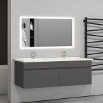 Aica sanitaire 120(l)x45(w)x40(h)cm meuble salle de bain anthracite avec 2 portes  une fermeture amortie ...