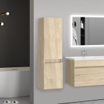 Aica sanitaire - 30(l)x30(p)x110(h)cm meuble salle de bain nuturel meuble colonne salle de bain à suspendre ... Aica sanitaire - 30(l)x30(p)x110(h)cm meuble salle de bain nuturel meuble colonne salle de bain à suspendre ...