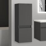 Aica sanitaire - 30(l)x30(p)x83(h)cm meuble salle de bain anthracite meuble colonne salle de bain à suspendre ... Aica sanitaire - 30(l)x30(p)x83(h)cm meuble salle de bain anthracite meuble colonne salle de bain à suspendre ...