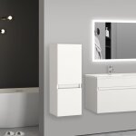 Aica sanitaire - 30(l)x30(p)x83(h)cm meuble salle de bain blanc meuble colonne salle de bain à suspendre ... Aica sanitaire - 30(l)x30(p)x83(h)cm meuble salle de bain blanc meuble colonne salle de bain à suspendre ...