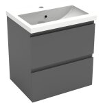 Aica sanitaire 50cm(l)x38. 5cm(p)x52cm(h?meuble salle de bain anthracite deux tiroirs avec une vasque ...