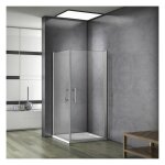 76x76x187cm porte de douche pivotante avec un receveur correspondant à la dimension de la cabine de douche ... 76x76x187cm porte de douche pivotante avec un receveur correspondant à la dimension de la cabine de douche ...