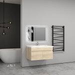 79, 5(l)x45(w)x40(h)cm meuble salle de bain naturel 2 portes avec une vasque  suspendre pour un gain ...