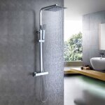 Aica sanitaire - aica colonne de douche thermostatique 73. 5x34. 5x7cm expose salle de bain tete double ...