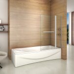 Aica sanitaire - pare baignoire 100x140cm paroi de douche rectangle pivotante  240 degr securit avec ...
