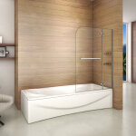 Aica sanitaire - pare baignoire 120x140cm paroi de douche pivotante à 90 degré securit avec porte - serviette ... Aica sanitaire - pare baignoire 120x140cm paroi de douche pivotante à 90 degré securit avec porte - serviette ...