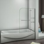 Aica sanitaire - pare baignoire 120x140cm verre anticalcaire aica cran de baignoire avec les tages ...