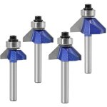 Aiducho 4 pcs 6mm tige 45 degr�s fraise � chanfreiner, tr�pans de chanfrein bit de routeur pour le chanfreinag ...