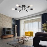 Aiducho - groofoo plafonnier moderne, lustres semi - encastr�s noirs rustiques � 6 lumi�res, plafonnier ...