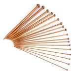 Aiguilles � tricoter en bambou, jeu d'aiguilles droites carbonis�es 18 tailles (2mm � 10mm) pour tricot ...