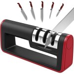 Aiguiseur couteaux de cuisine, affuteur couteau professionnel 3 en 1 base antid�rapante, syst�me d'aff�tage ...