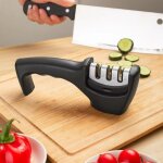 Aiguiseur de couteau, aiguiseur de lame, aiguiseur manuel � 3 niveaux pour polir, aff�ter et r�parer ...