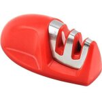 Aiguiseur de cuisine(rouge) professionnel 2 en 1 manuel aiguiseur pour couteaux en acier inoxydable et ...