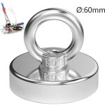 Aimant en nodyme super puissant 120 kg - aimants puissants - idal pour la pche magntique - 60 mm avec ...
