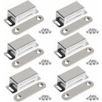 Aimants pour portes de meubles, force de 10 kg, en acier inoxydable (lot de 6, avec vis en acier inoxydable) ...