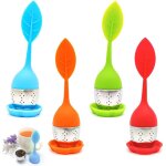 Aiperq lot de 4 infuseurs � th� en acier inoxydable et silicone - avec couvercle et soucoupe - boule ...