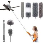 Aiperq - lot de 7 plumeau poussire tlescopique microfibre nettoyage kit avec poigne inoxydable lavable ...