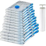 Jamais utilis] basics de rangement sous vide avec pompe manuelle, lot de 12, (3 jumbo, 3l, 3m, 3s), ...