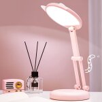 Aiperq lampe de bureau led pour enfants, lampe de chevet oreille de chat rose pour filles, r�glable