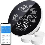 Aiperq - station m�t�o wifi, wlan thermometre interieur exterieur sans fil avec 3 capteurs ext�rieurs, ...