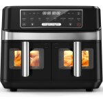 Air fryer avec double compartiment, friteuse sans huile 10l avec 8 programmes 2600w, friteuse � air chaud, ...