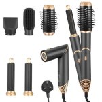 Air styler 5 en 1 brosse soufflante seche cheveux, brosse thermique brushing avec 5 accessoires, brosse ...