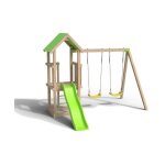 Aire de jeux avec toboggan 1, 73 m et 2 balanoires