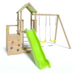 Aire de jeux en bois 2, 20 m ultra xperience trigano jardin - mur d'escalade toboggan et balanoires ...