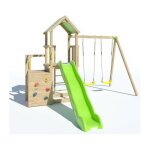 Aire de jeux en bois 2, 20 m ultra xperience trigano jardin - mur d'escalade toboggan et balanoires ...