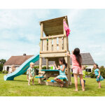 Eden partenaire jardin - aire de jeux en bois cascade - hauteur de plateforme 120cm - 2 toboggans - bac ...